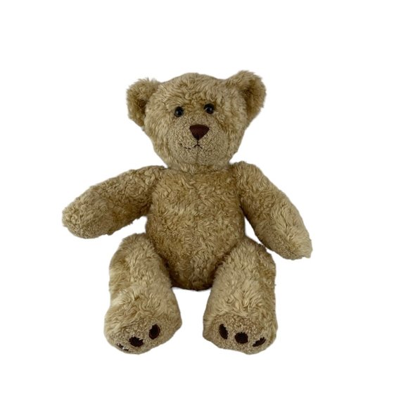 Build A Bear Tan Teddy Bear Plush Stuffed Animal Toy Curly Fur Sitting BABW - Picture 1 of 4